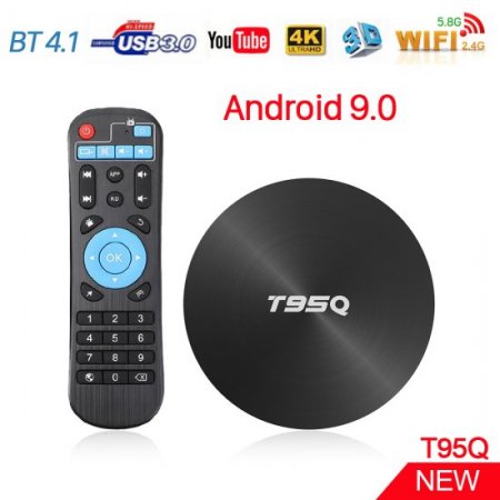 T95Q 4K Smart TV Box Android 9.0 Amlogic S905X2 Quad Core 4G 32G 64G Support 2.4G&5Ghz Wifi BT 4.1 H.265 Media Player Android TV Set Top Box