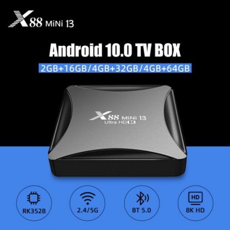 X88 Mini 13 8k HD Android 13.0 smart tv box RK3528 Quad-Core 2.4G/5G dual band Wifi BT5.0 Media Player box