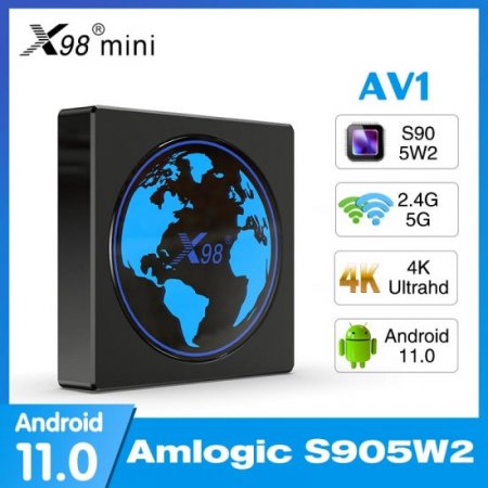 New X98 Mini Smart Android 11.0 Tv Box 2.4G/5G Wifi Bluetooth 4.0 Smart Tv Box 4gb 32gb 64gb Amlogic S905W2 4K X98 Mini ship from france